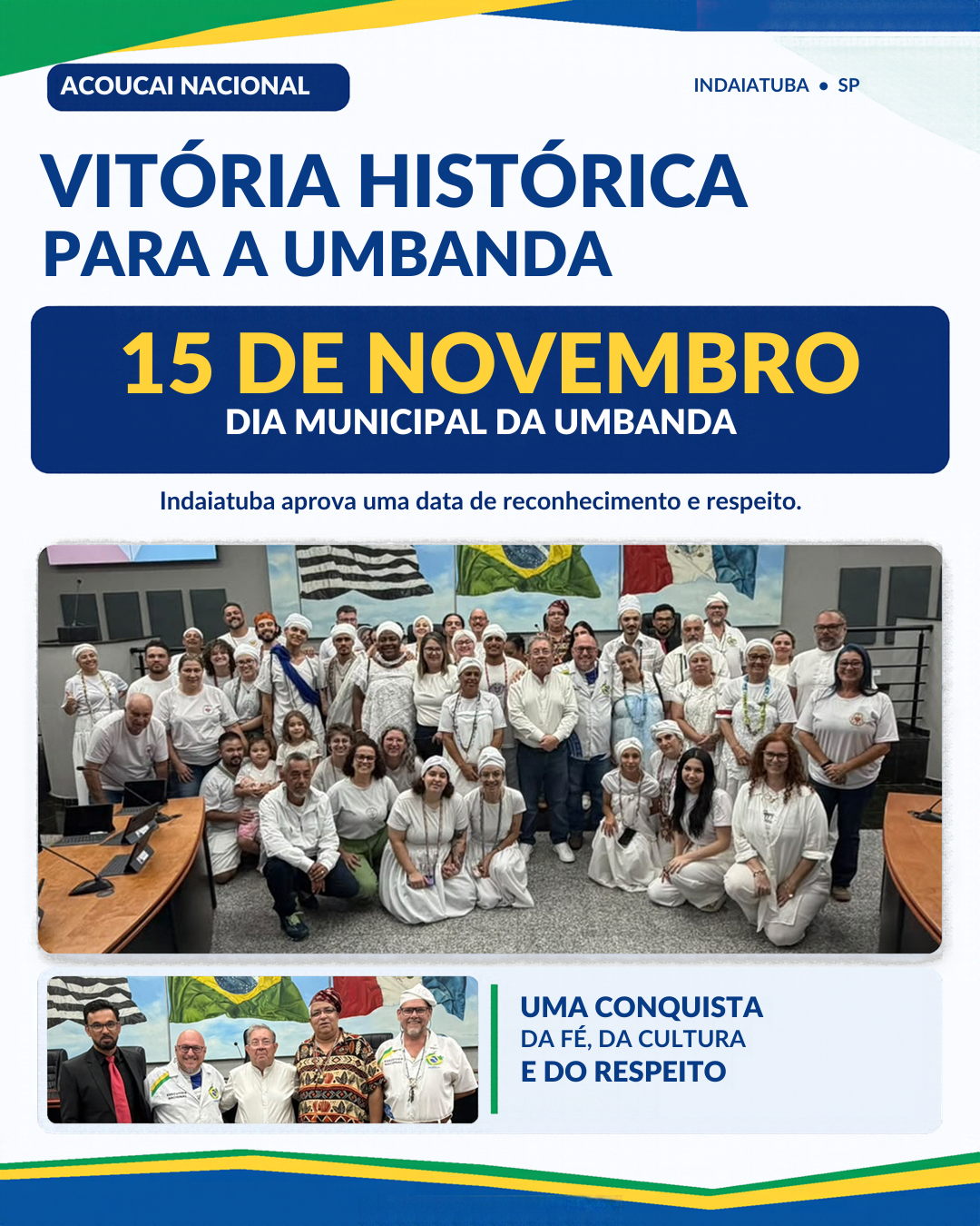 VITÓRIA HISTÓRICA: INDAIATUBA APROVA 15 DE NOVEMBRO COMO DIA MUNICIPAL DA UMBANDA